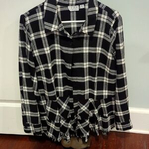 Joan Rivers Black and White Plaid Shirt